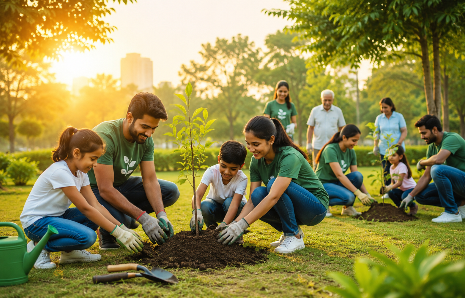 planting trees to protect the environment and future generations through community participation